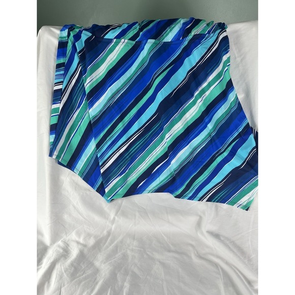 Woman's Blue Green Striped Swim Top Adj Straps Vacation Summer Plus Size 28 - Picture 9 of 10
